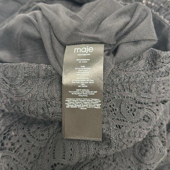 Maje Jalilo Skirt Buckled Asymmetric Hem Pleated Guipure Lace Midi Black Size 40 - Picture 9 of 12